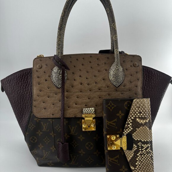 Louis Vuitton Exotic Ostrich Lizard Majestueux Tote MM Bordeaux - Picture 8 of 9
